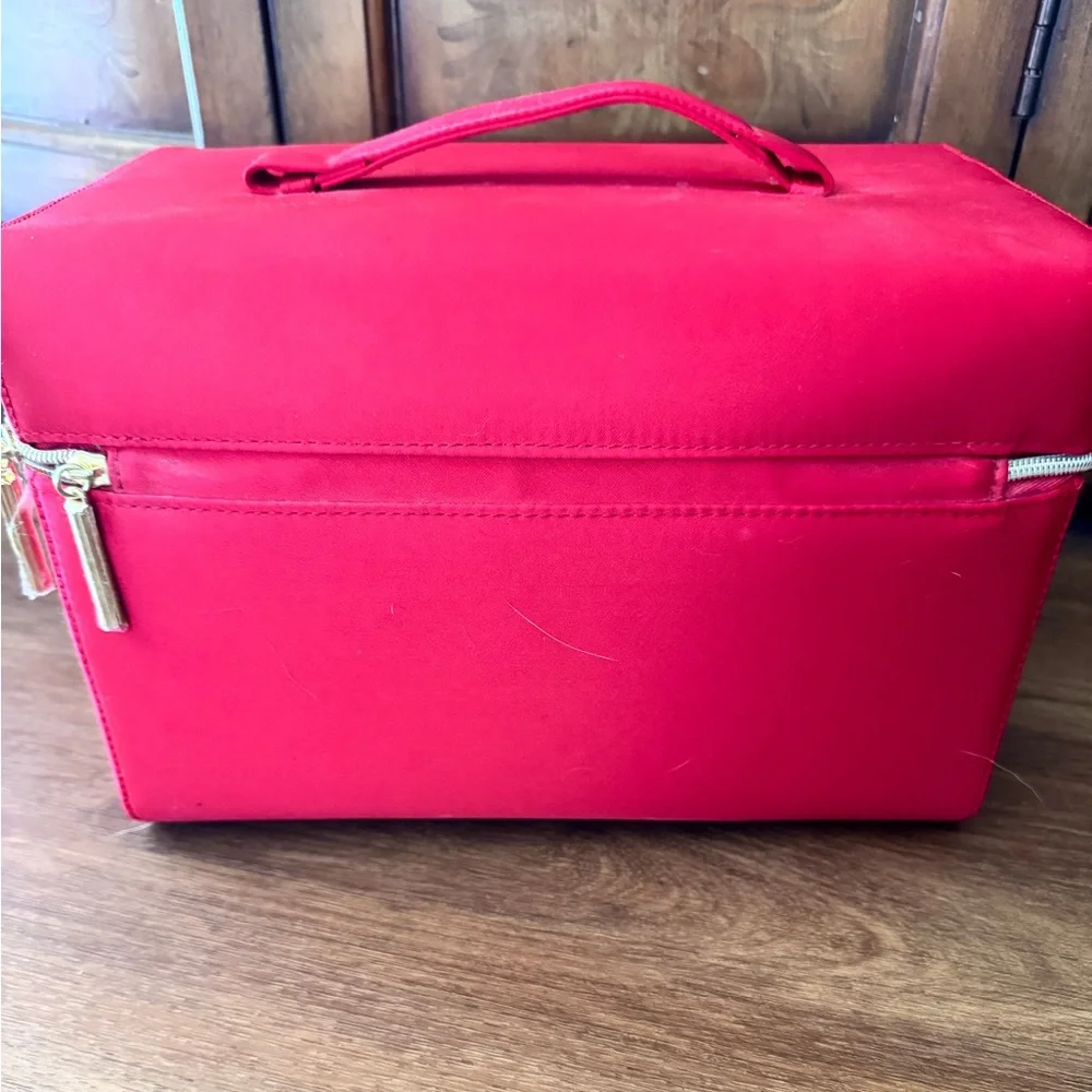 Estee Lauder Red Train Case  Cosmetic Case with Gold Stars
